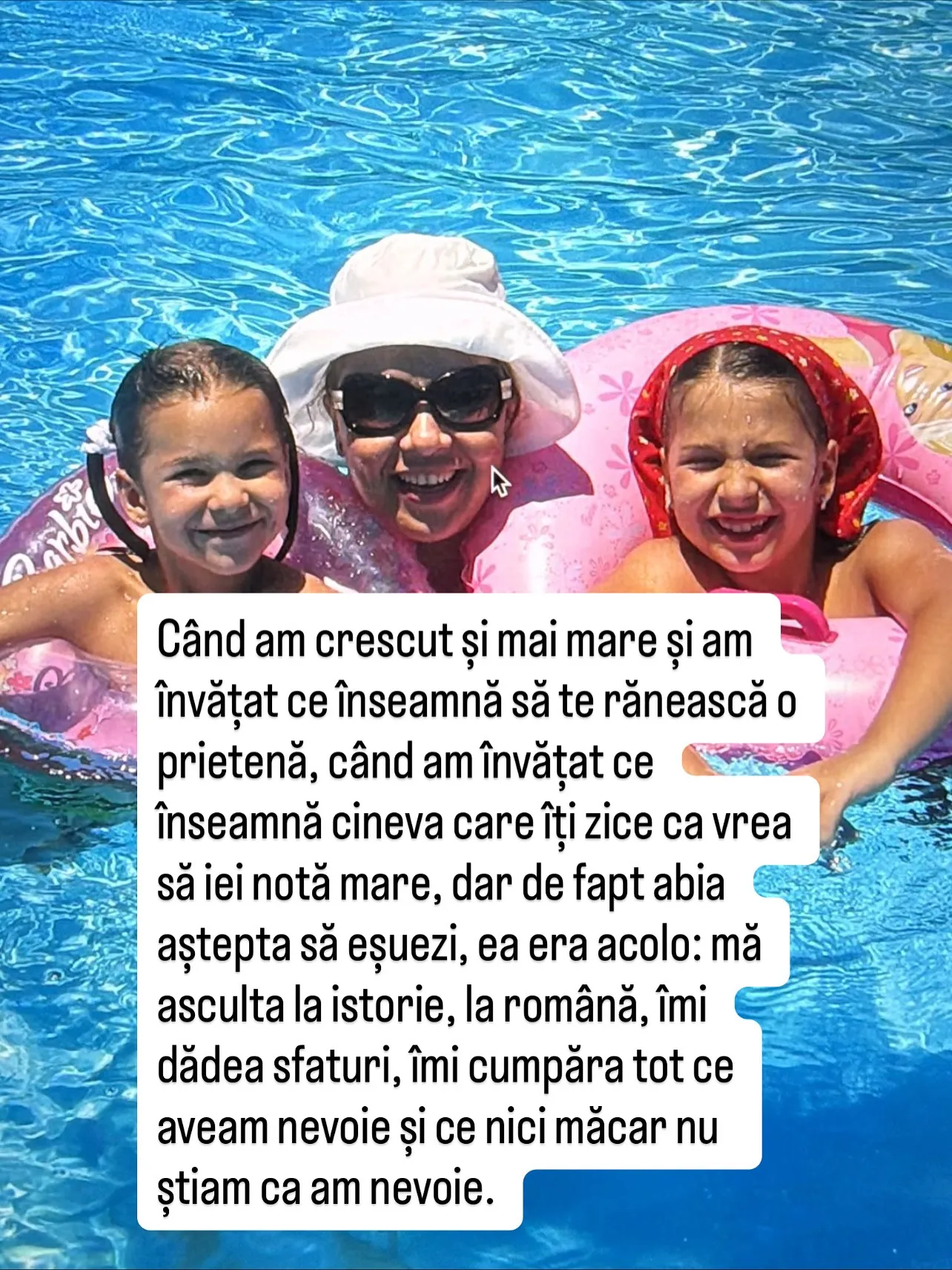 Fotografii cu Nora și sora ei, din copilărie până în ziua nunții, cu textul postării scris peste
