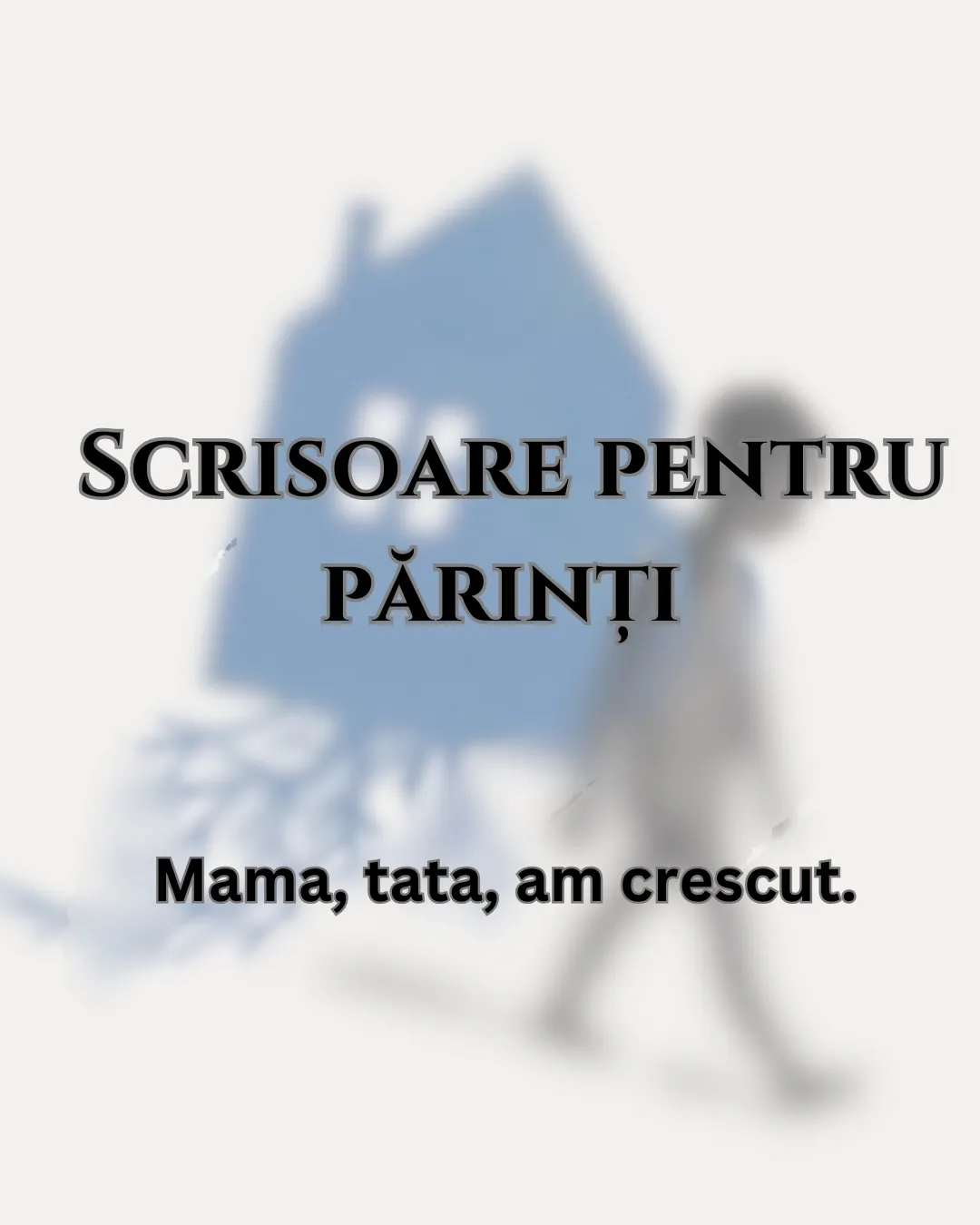 Ilustrație cu un copil care duce în spate o casă albastră cu rădăcini, cu textul scrisorii scris peste