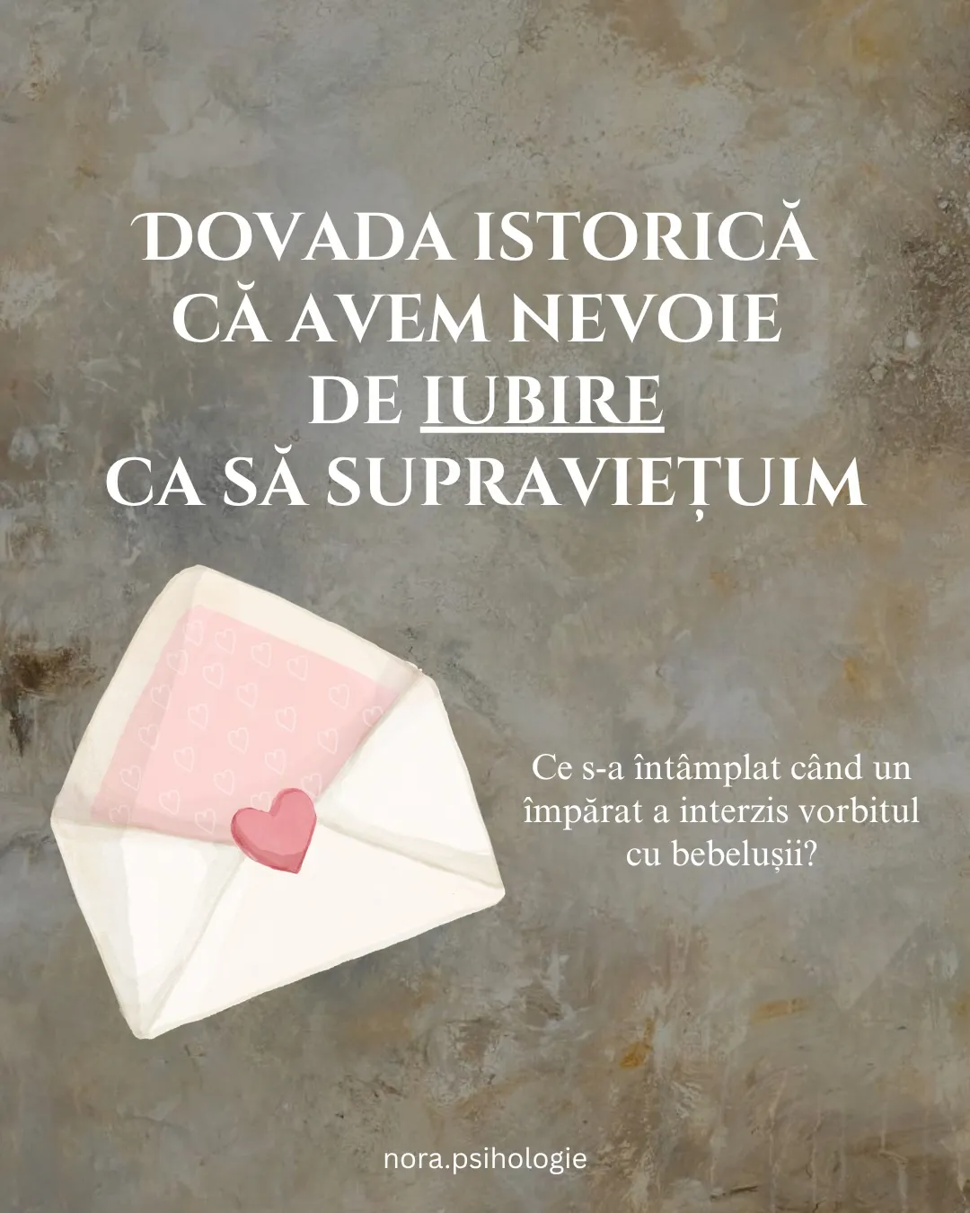 Ilustrație cu un plic alb și o inimă roșie pe fundal de piatră, cu titlul postării scris peste