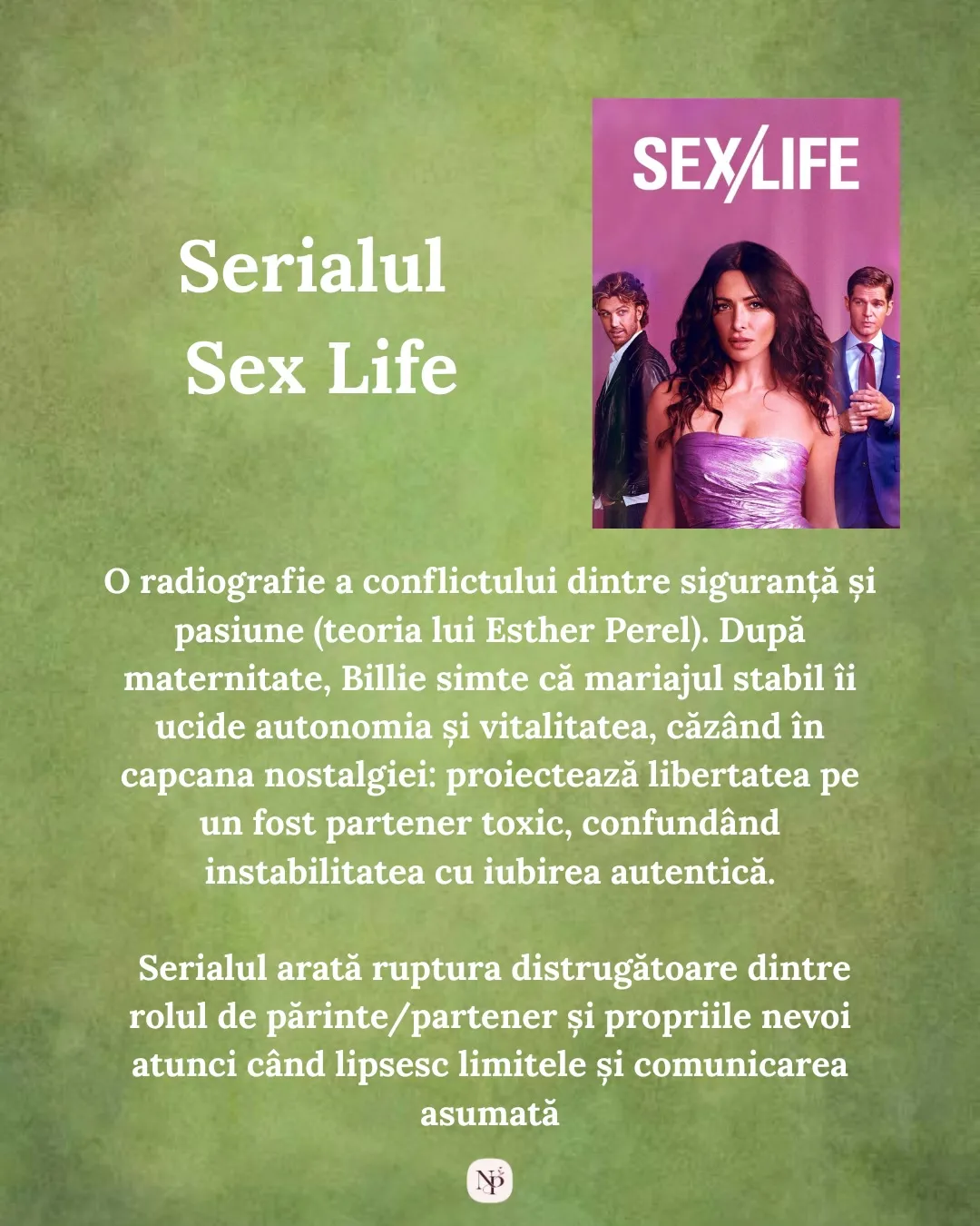 Nora într-o mașină, într-o zi însorită, cu titlul seriei scris dedesubt